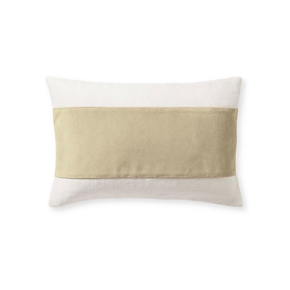 Serena and Lily North Lake Pillow Cover, Linen/ Leather, Orig $158